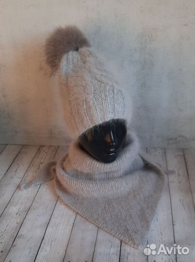 Шапка и бактус из пуха норки