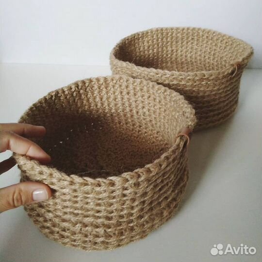 Мягкие корзины из джута, цвет натуральный