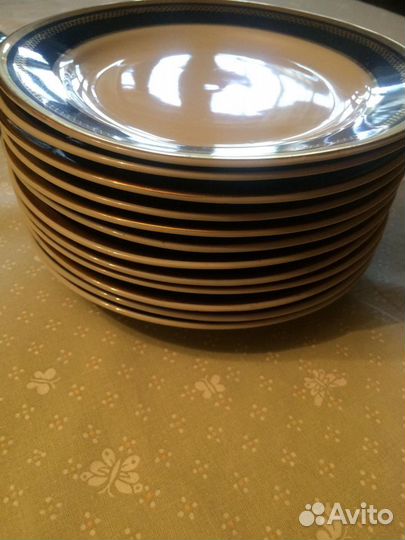 Тарелки кобальтовые пирожковые Дулево СССР 6 штук