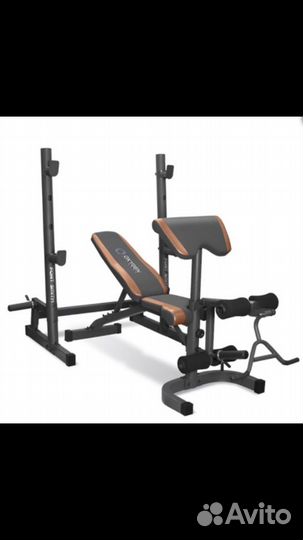 Скамья для жима со стойками и штангой бу
