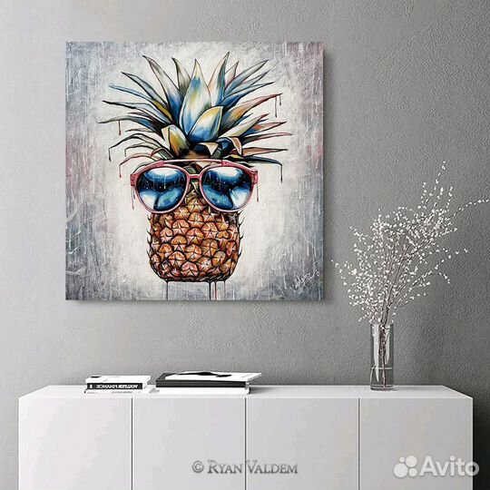 Современная картина, Ананас, Очки, 80х80см