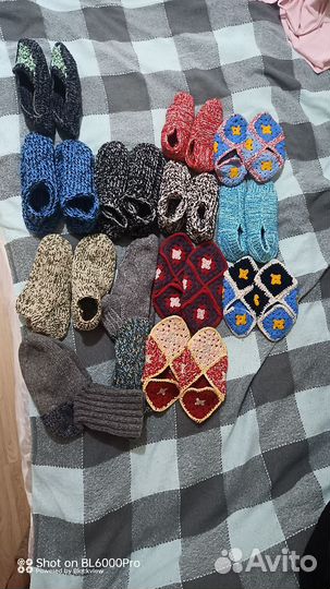 Носки следки тапочки вязаные ручной работы