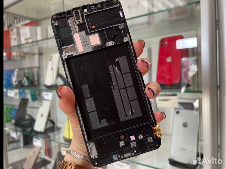 Дисплей samsung a70 оригинал в раме переклей