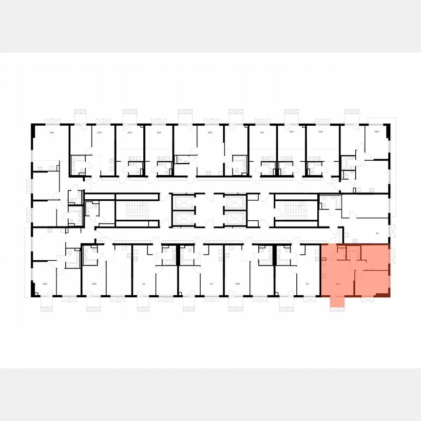 2-к. квартира, 49,4 м², 2/22 эт.