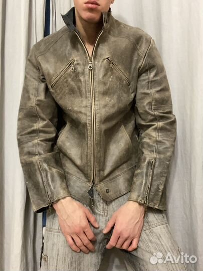 Винтажная кожаная куртка из кожи буйвола
