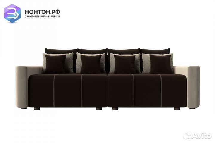 Диван еврокнижка Бристоль микровельвет коричневый