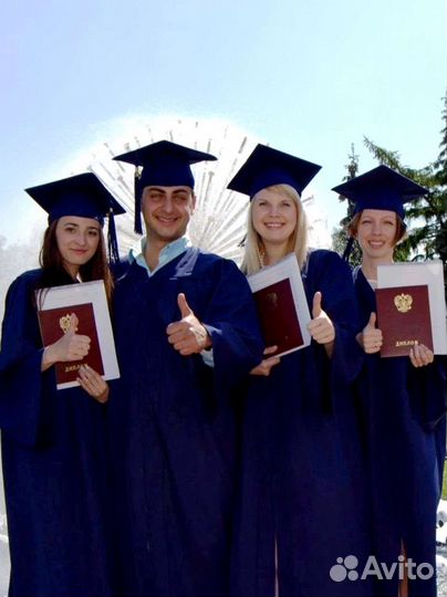 Мантия выпускника в аренду тёмно-синего цвета