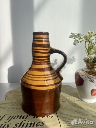 Кувшин РСФСР с ручкой полосатый старая Гжель