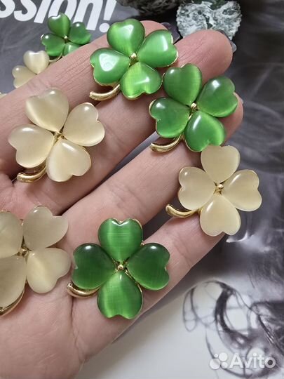 Брошь клевер на удачу