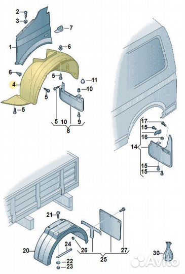 Подкрылок передний левый Volkswagen Multivan 2011