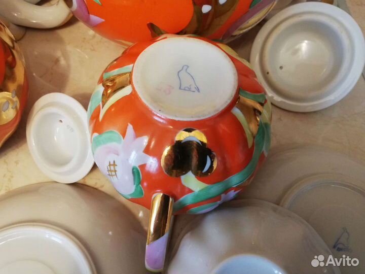 Сервиз чайный Золотой олень, Дулево 60-70 гг 20го