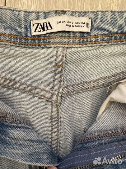 Джинсы zara с разрезами 34