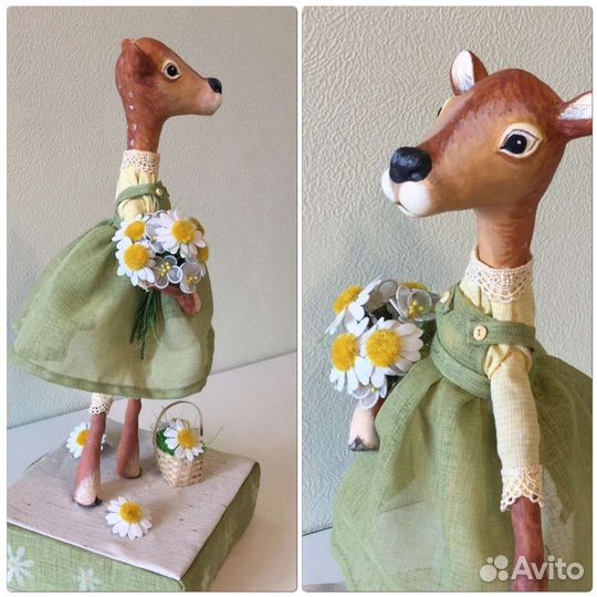 Интерьерная коллекционная кукла Оленёнок