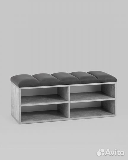 Обувница Хольст 2 серая велюр тёмно-серый