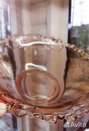 Ваза для фруктов салатник розалиновое стекло