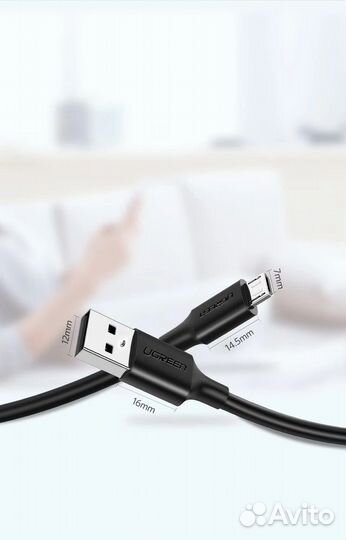 Кабель micro USB - USB 2.0, 1,00 м. черный, Ugreen