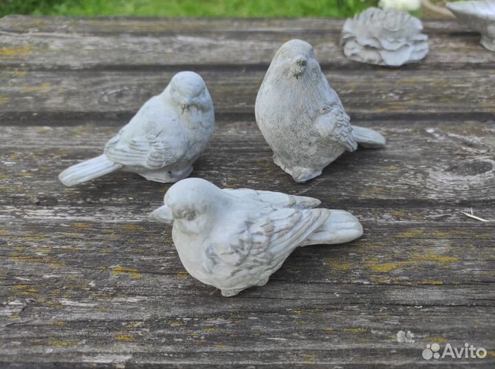 Бетонный декор для Жанны- 3 птицы, листик