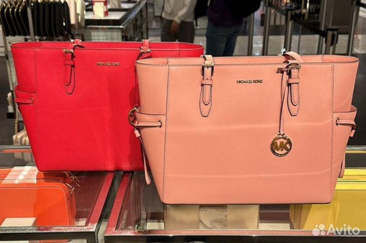 Сумка большая женская Michael Kors красная розовая