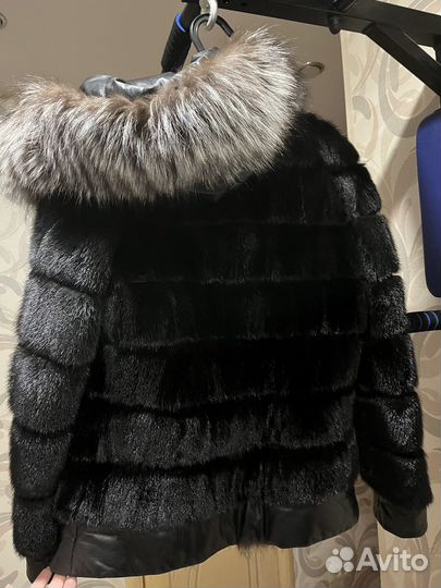 Шуба норковая с капюшоном