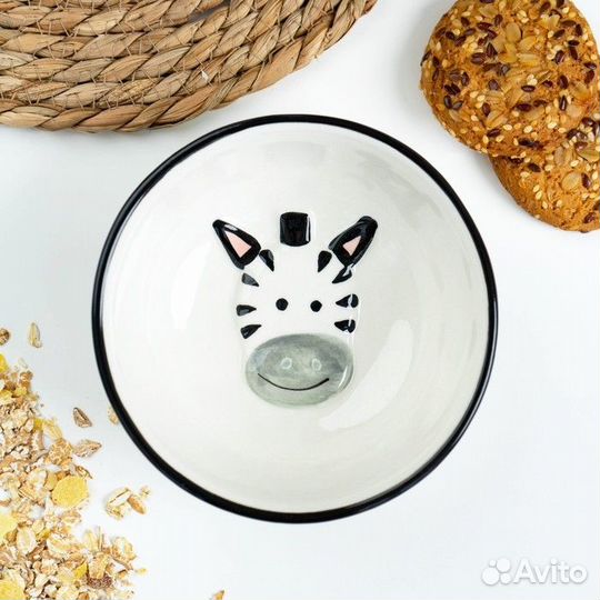 Миска керамическая «Зебра», 300 мл, d12 см