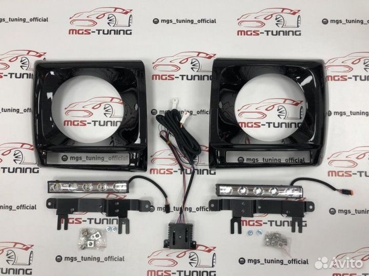 Очки черные с хром диодами Mercedes G-class w463