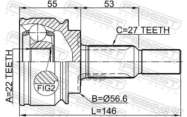 Шрус наружный 22x56.6x27 2410-kanii Febest