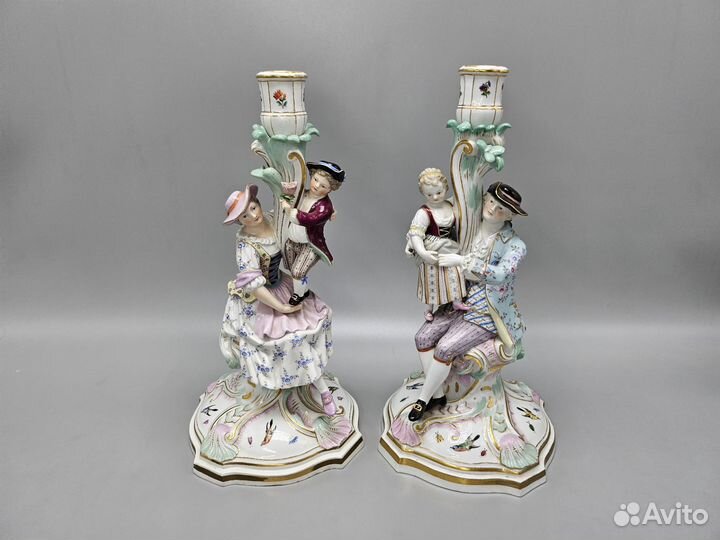 Meissen 19 век Фарфоровые подсвечники (Мейсен)