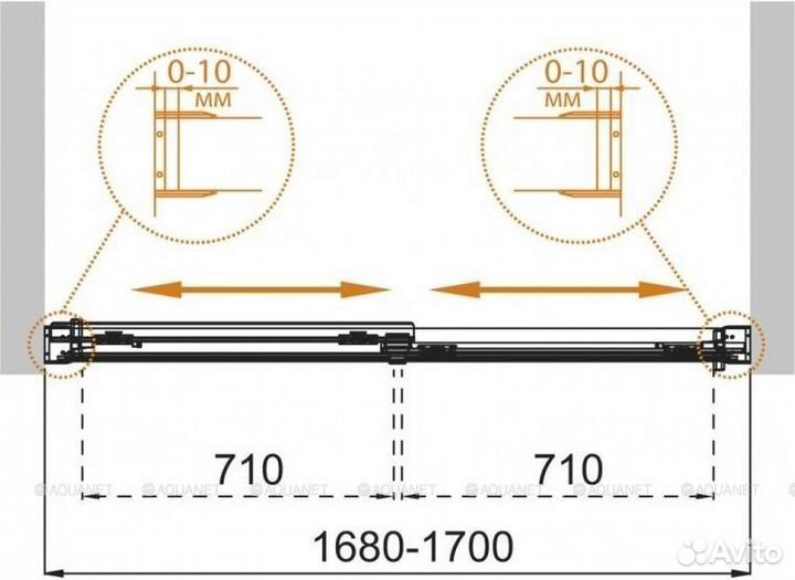 Шторка на ванну Cezares tandem-soft-vf-2-170/145