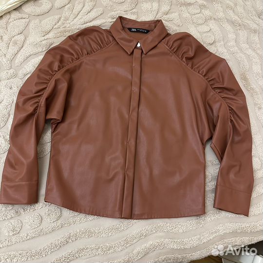 Рубашка zara эко кожа
