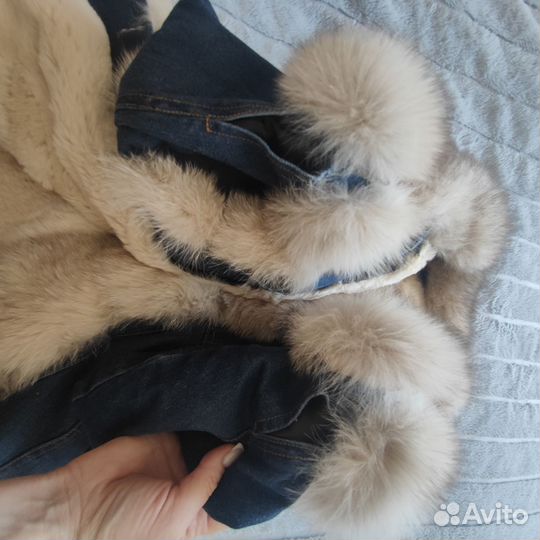 Джинсовка с натуральным мехом 46