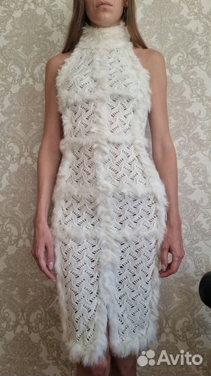 Платье love republic вязаное мех кролика 42
