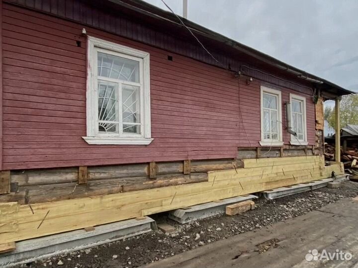 Подъем дома, замена венцов/ замена полов и лаг