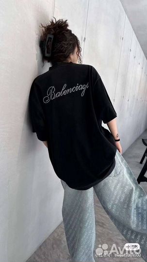 Balenciaga футболка со стразами (топ 2024)