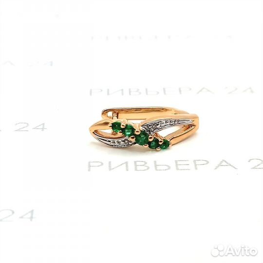 Золотые серьги с фианитами 585 проба 2.86 грамм