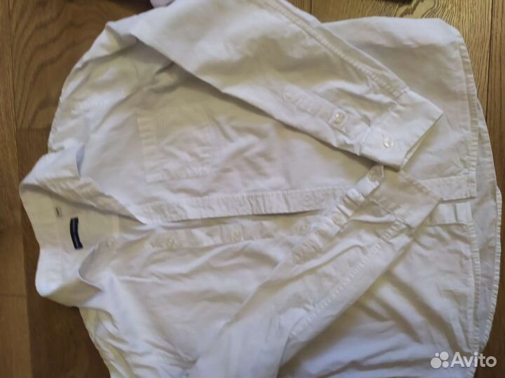 Рубашка белая в клеточку школьная 10/11