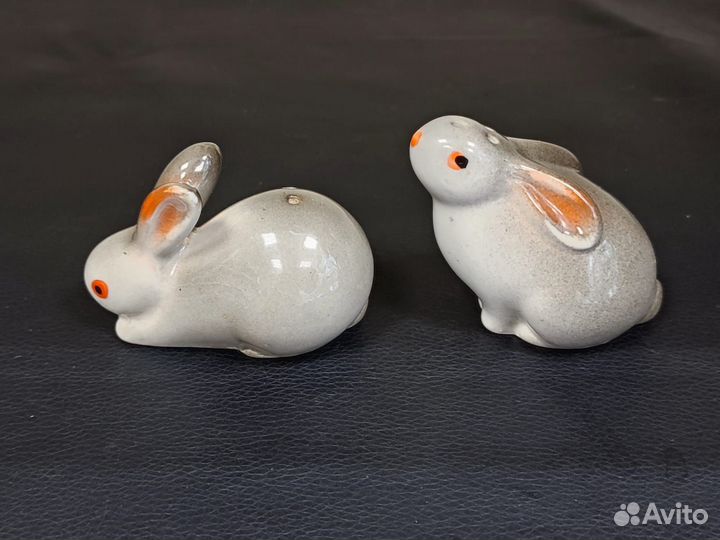 Солонка перечница Зайцы фарфор набор 2 шт