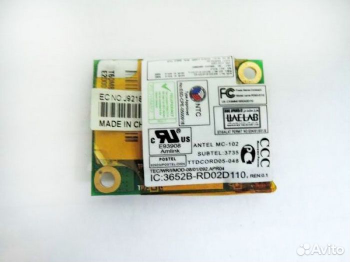 Modem Fax 56K для ноутбука встроенный IC: 3652B-R