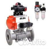 Кран шаровой DN.ru кшфпт 316.180 Ду20 Ру40, трехсоставной полнопроходной фланцевый, нержавеющая стал