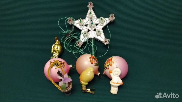 Ёлочные игрушки на прищепке, звезда электрическая