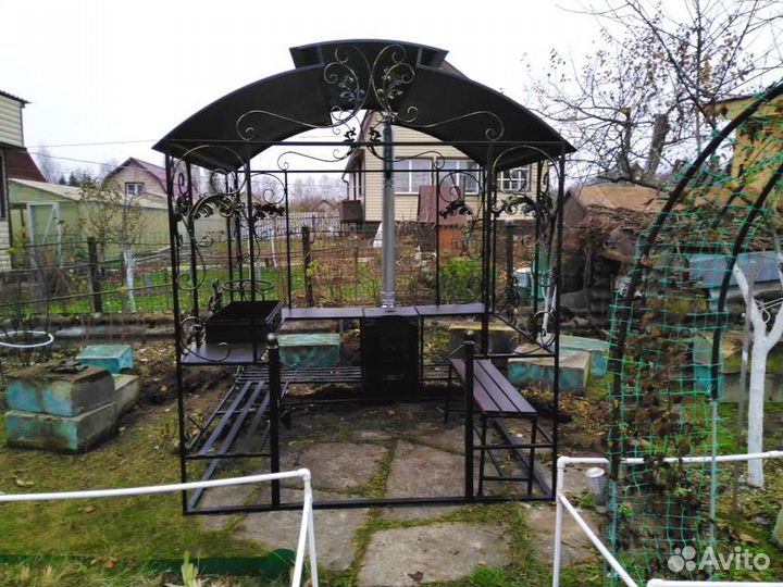 Мангал беседка с печкой
