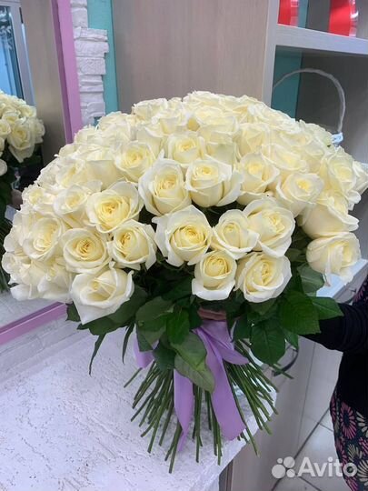 Букет свежих голландских роз 51 шт
