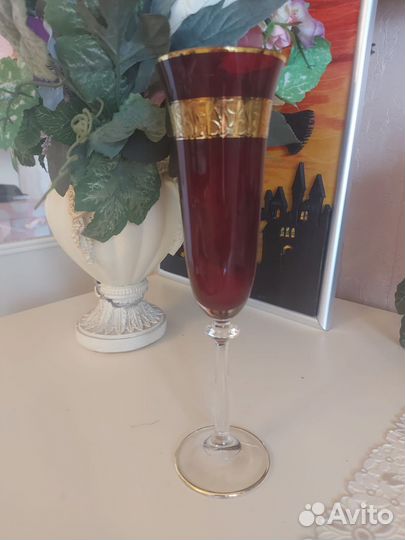 Фужеры бокалы богемия bohemia с позолотой Чехия