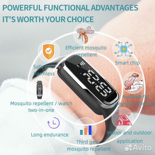 Ультразвуковой репеллент от комаров Браслет