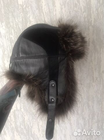 Мужская шапка ушанка мех кожа