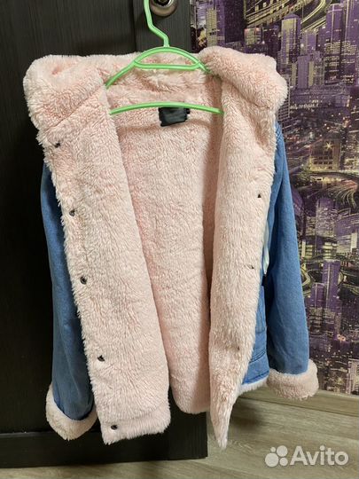Джинсовая куртка женская зимняя с мехом