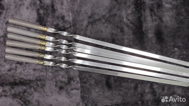 Набор шампуров (ручка мореный дуб, плоские)