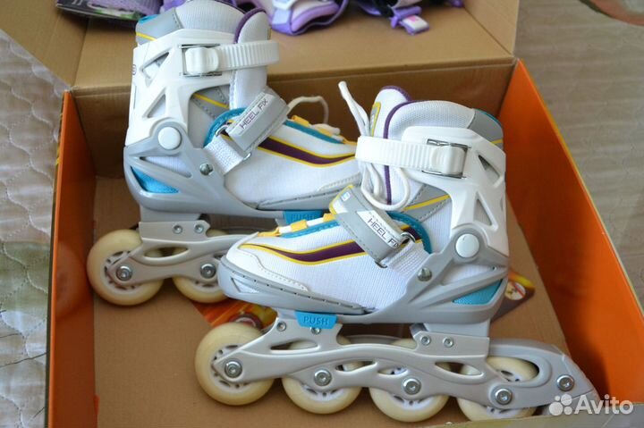 Раздвижные роликовые коньки и защита