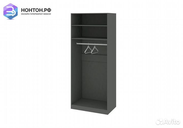 Шкаф 2-дверный Наоми с зеркалом слева фон серый