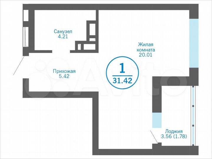 Квартира-студия, 31,4 м², 6/17 эт.