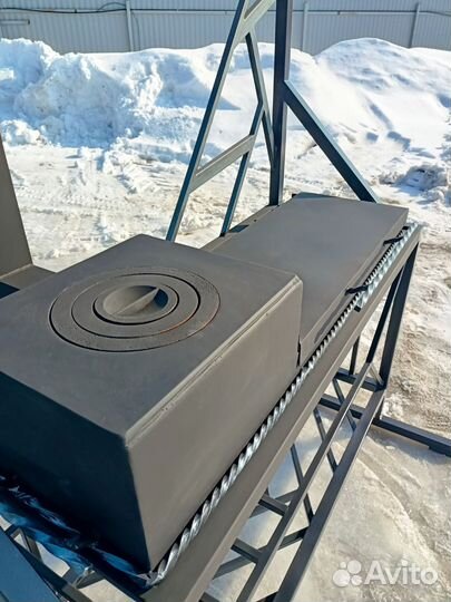 Мангал с печью под казан и крышей